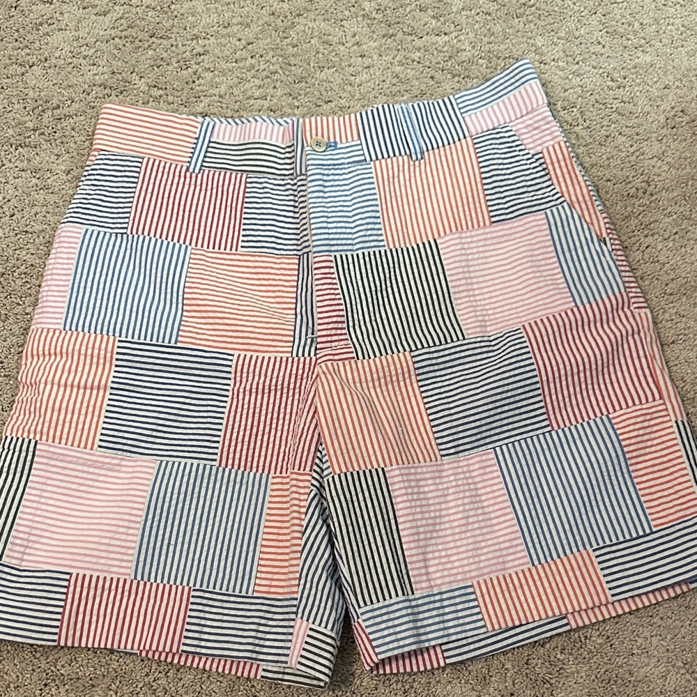 J. McLaughlin Blue and Red Striped Shorts